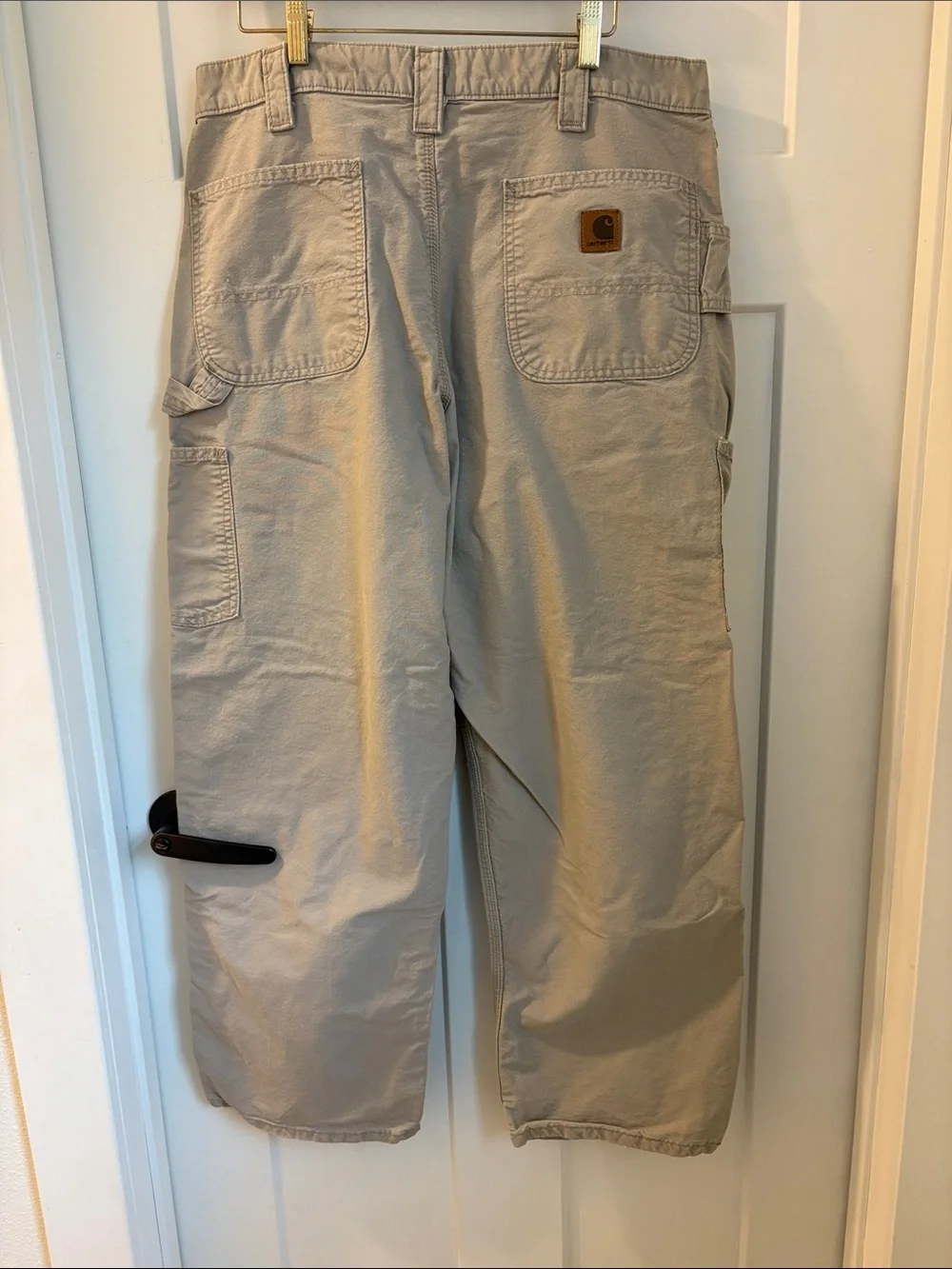 Carhartt light TAN Canvas Dungaree Work Pants Mens 36x30 Excellent Condition